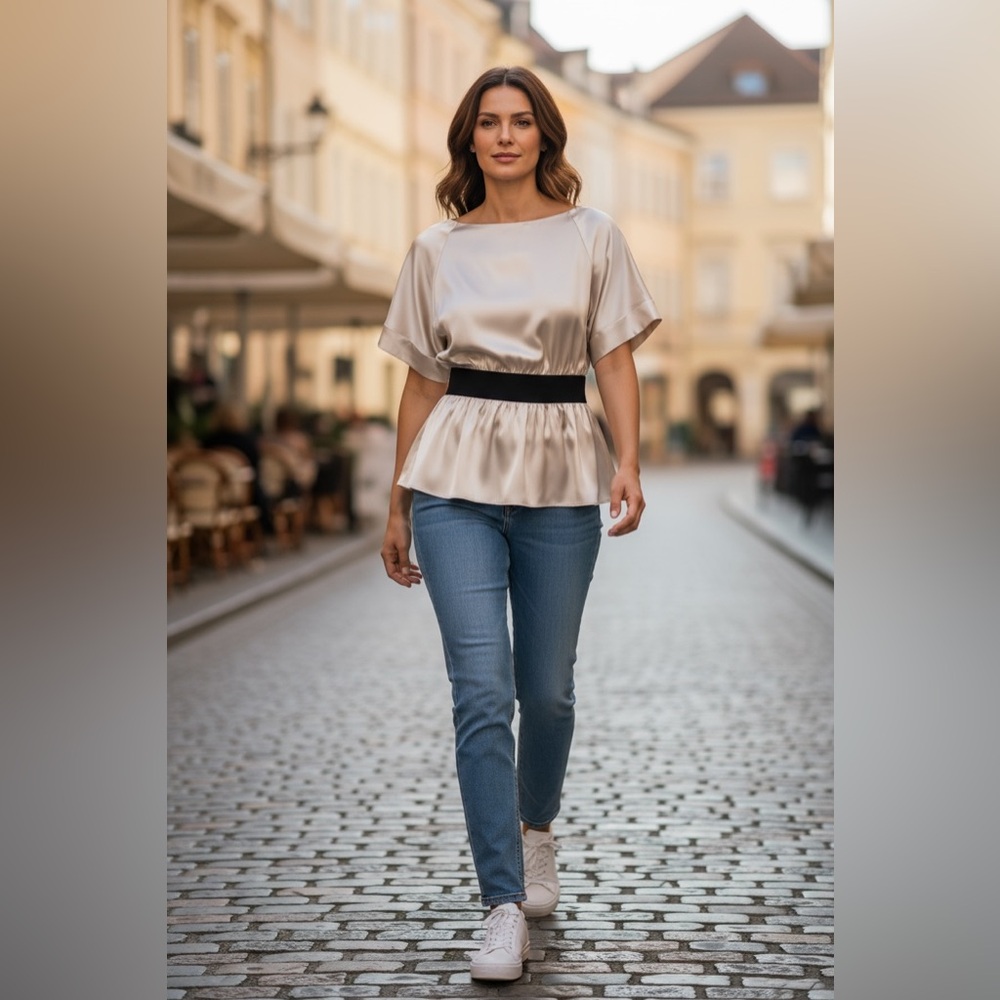 Theory Champagne Satin Top